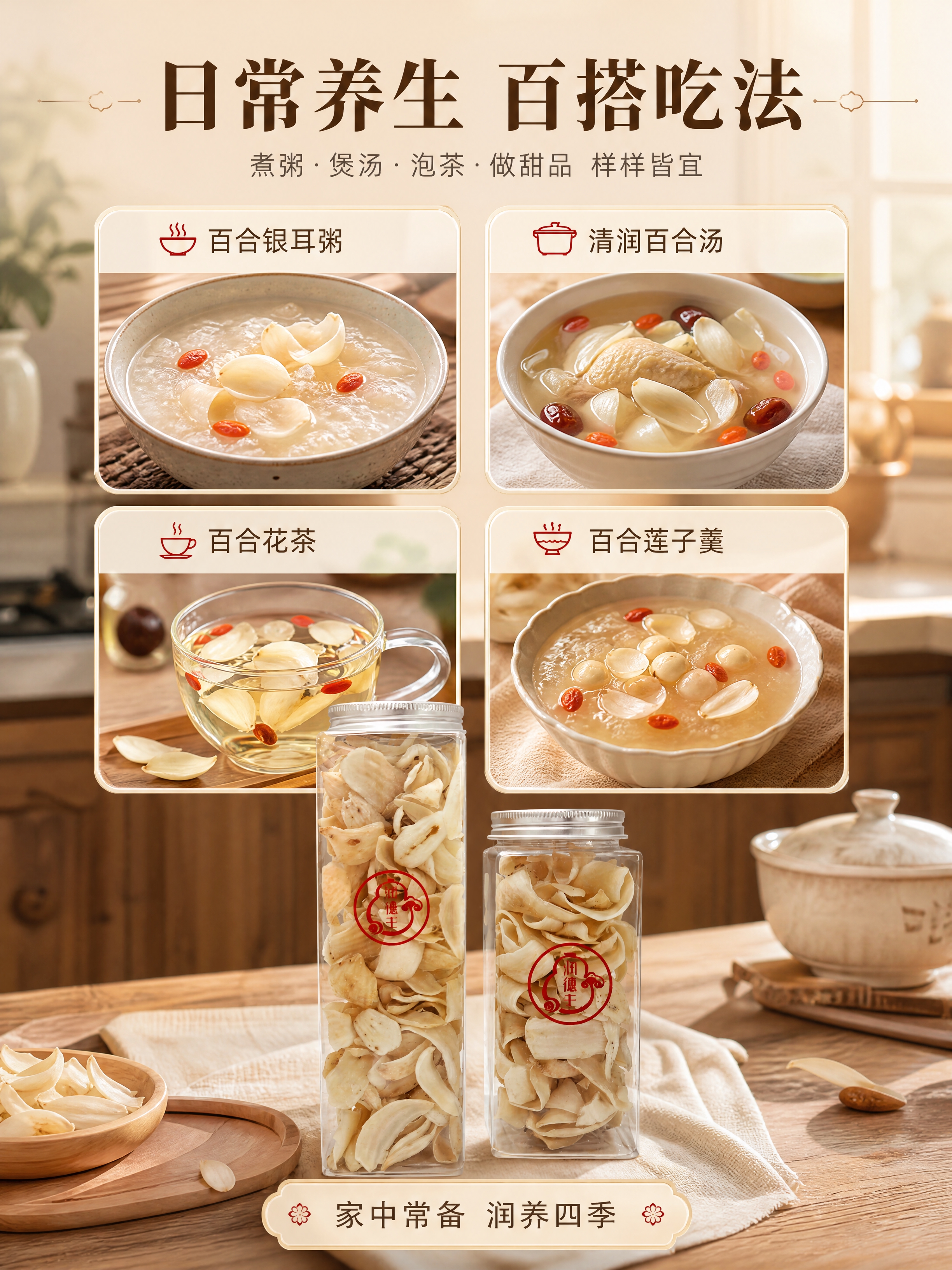 [商品] 使用【图4】双规格罐装百合干；保留透明方罐、银色旋盖… - 图片创意预览