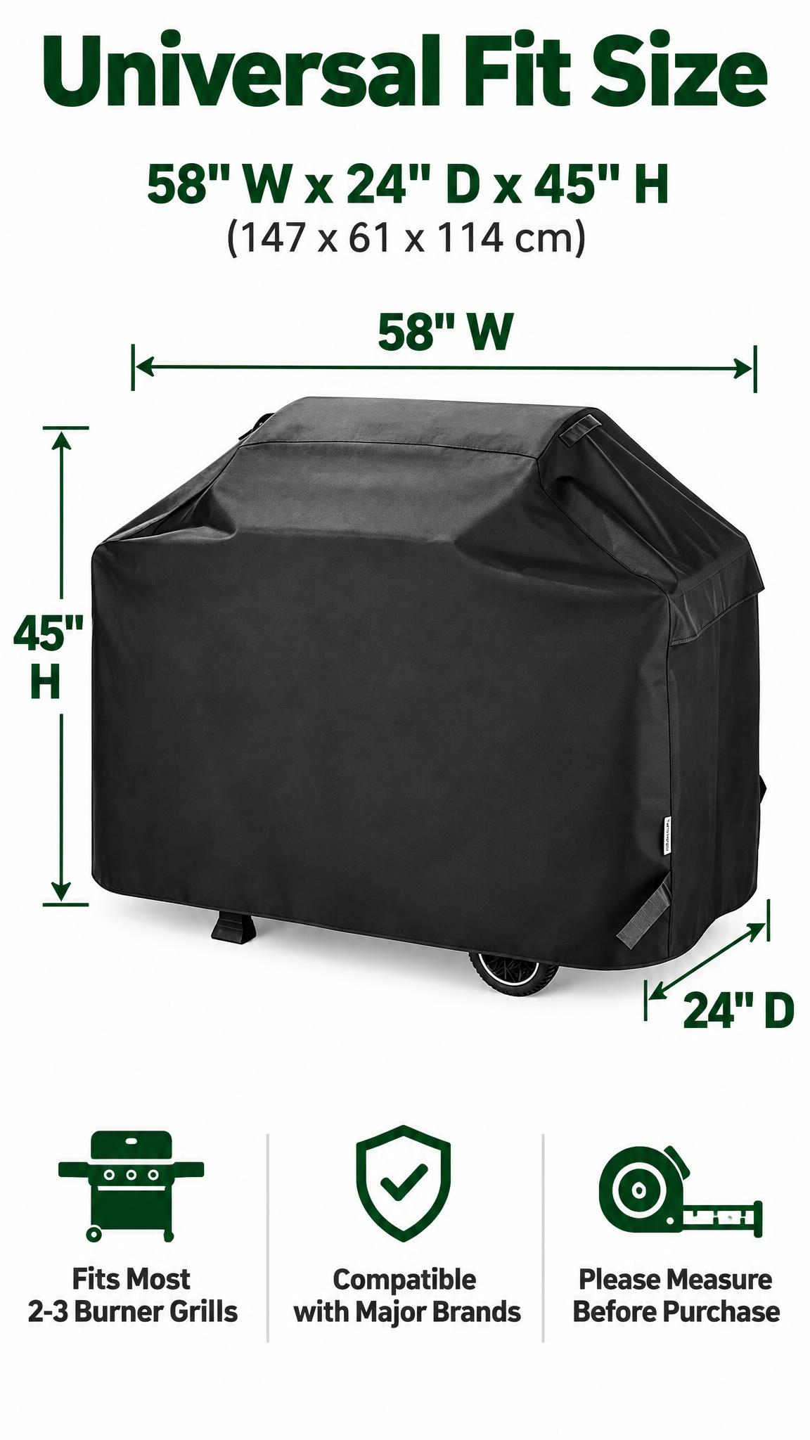 [主图-5] 烧烤罩 Grill Cover 尺寸规格信息图。… - 图片创意预览
