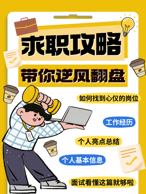 小红书求职攻略吸睛大字封面预览效果