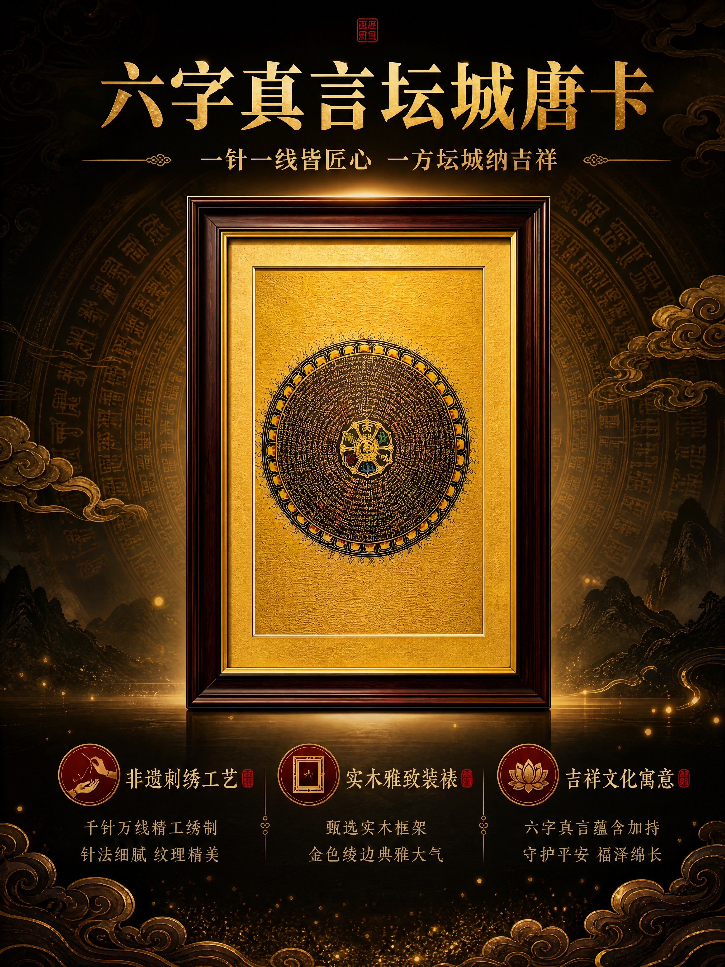 [商品] 使用【图2】六字真言坛城唐卡；保留金色圆形坛城纹样、… - 图片创意预览