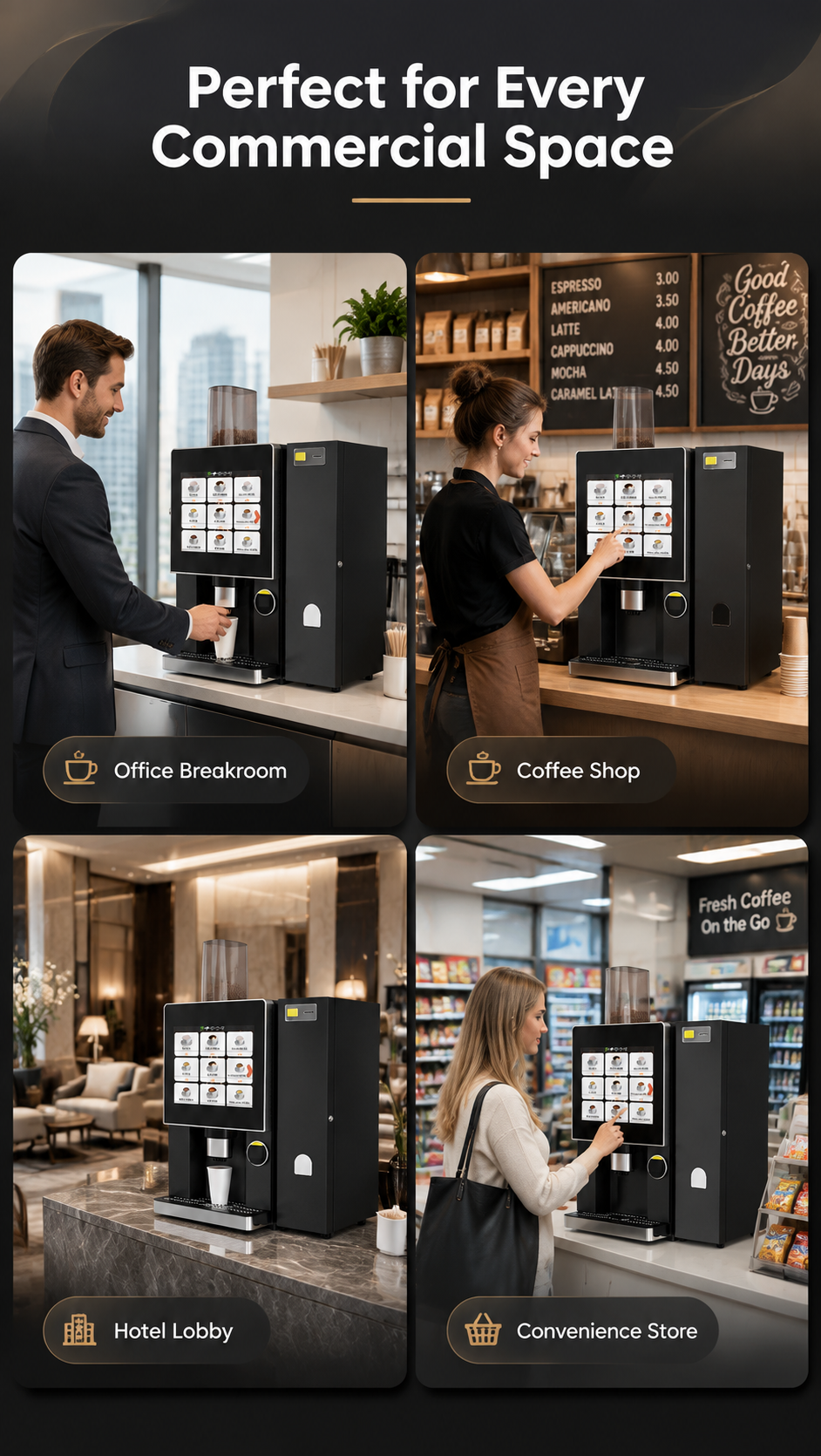 [商品] 使用【图1】【图2】【图3】全自动触屏咖啡机；保留黑… - 图片创意预览