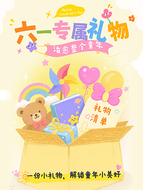 六一儿童节礼物挑选送礼通用清新感小红书封面