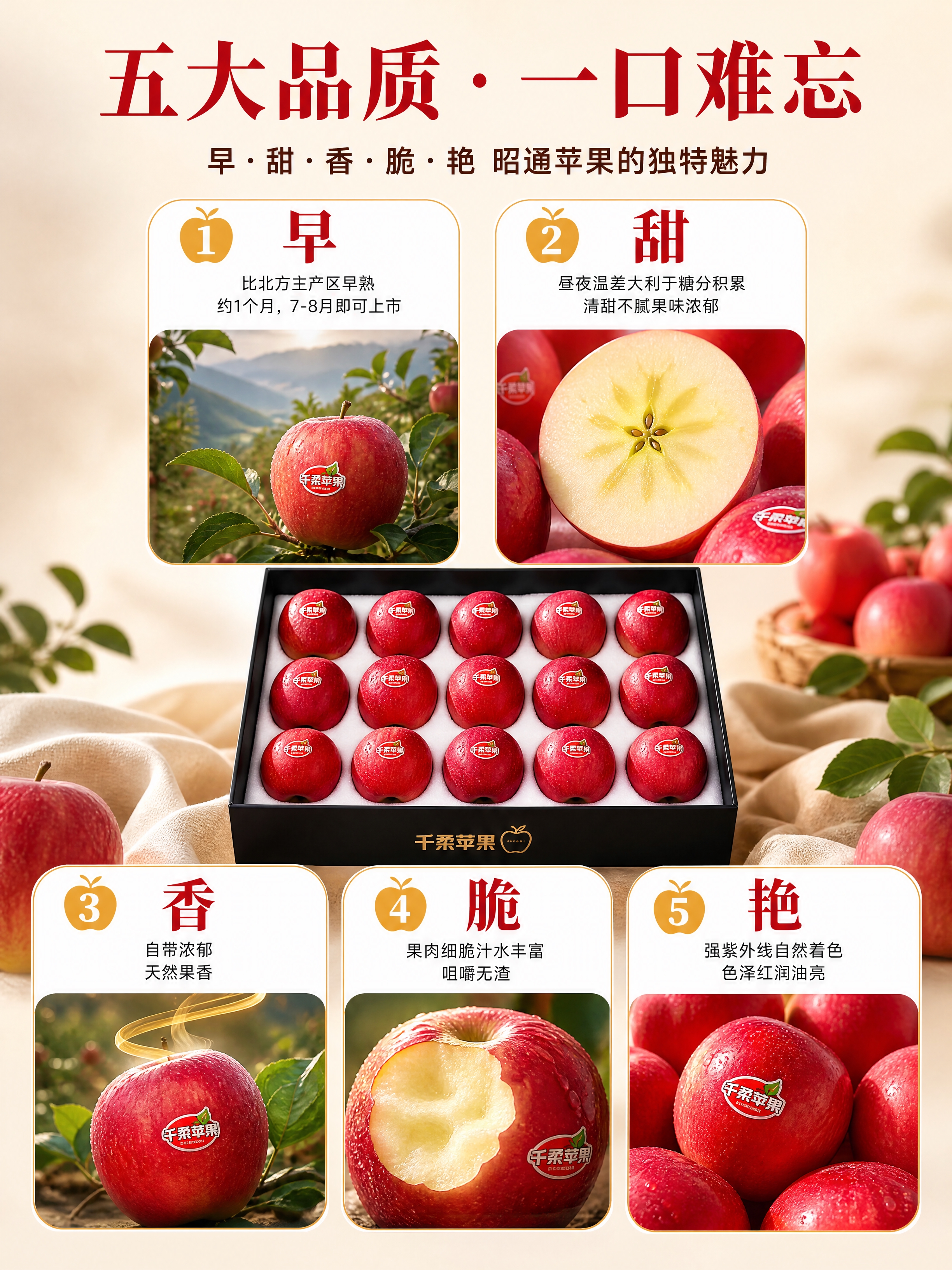 [商品] 使用【图1】多箱千柔苹果组合；保留黑色礼盒、白色珍珠… - 图片创意预览