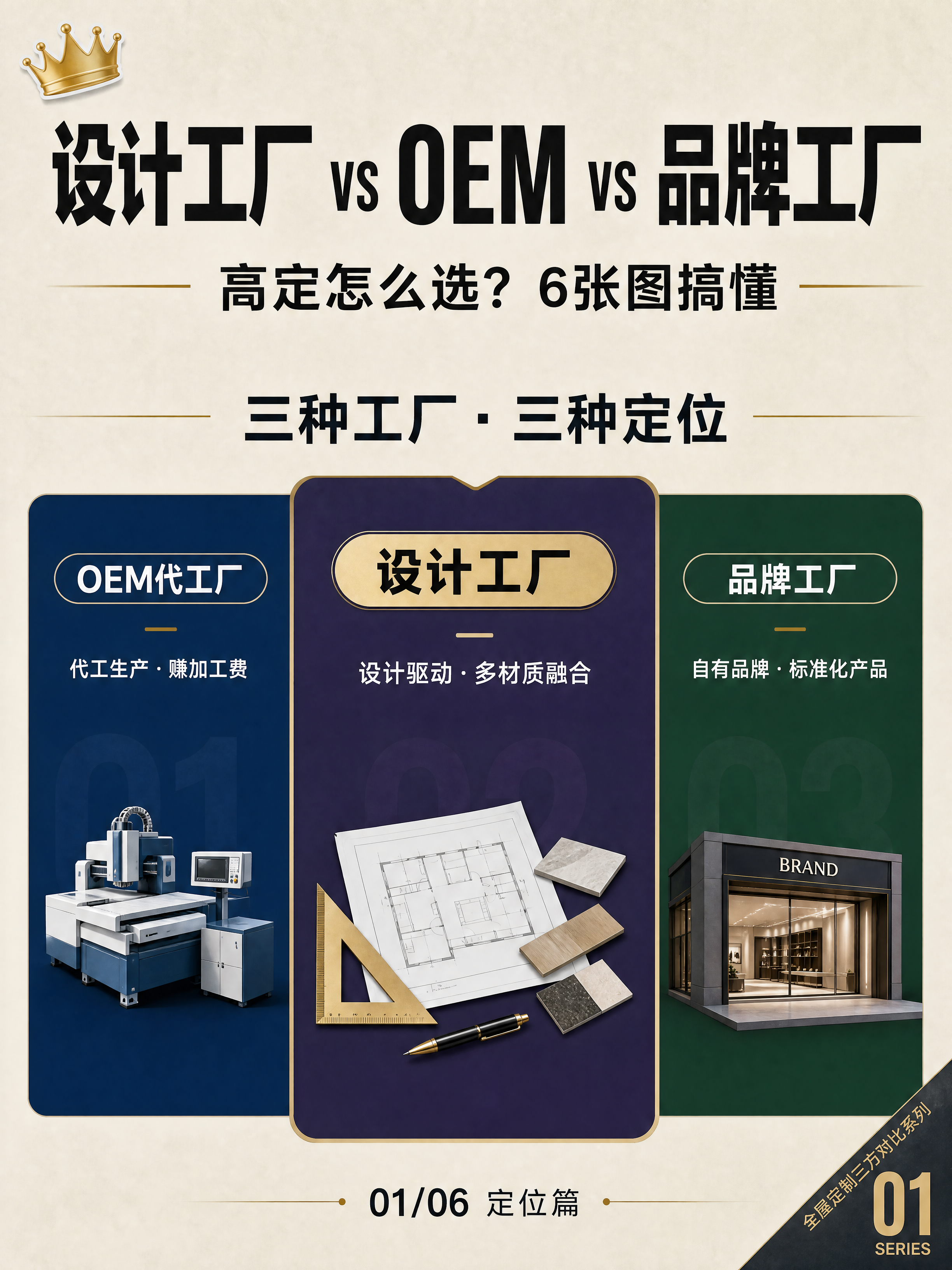 小红书笔记封面，高端全屋定制三方对比系列第1张，三栏对比风格，… - 图片创意预览