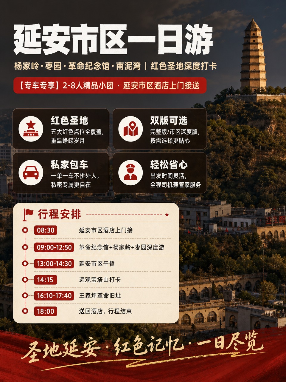 3:4竖版小红书图文笔记海报，延安市区一日游主题，高清实景风格… - 图片创意预览