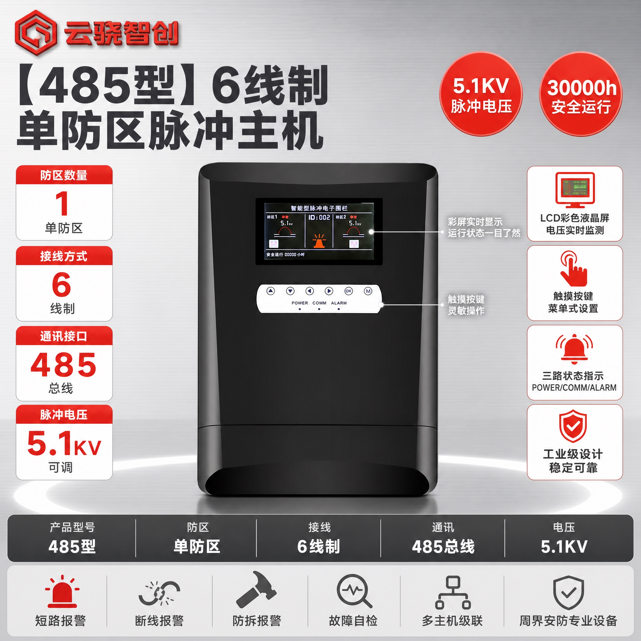 [单张主图] 【485型】6线制单防区脉冲主机，参考[imag… - 图片创意预览