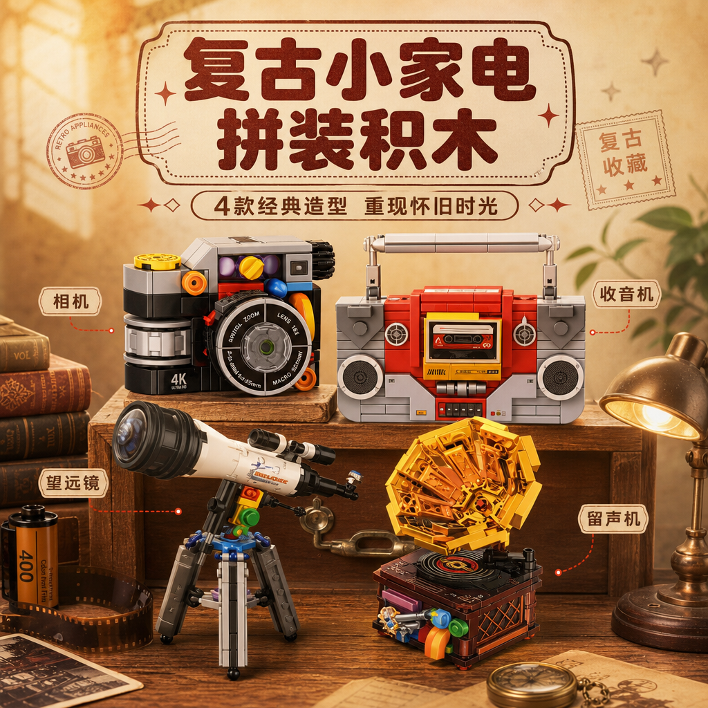 [商品] 使用【图1】【图2】4款复古小家电拼装积木全家福（相… - 图片创意预览