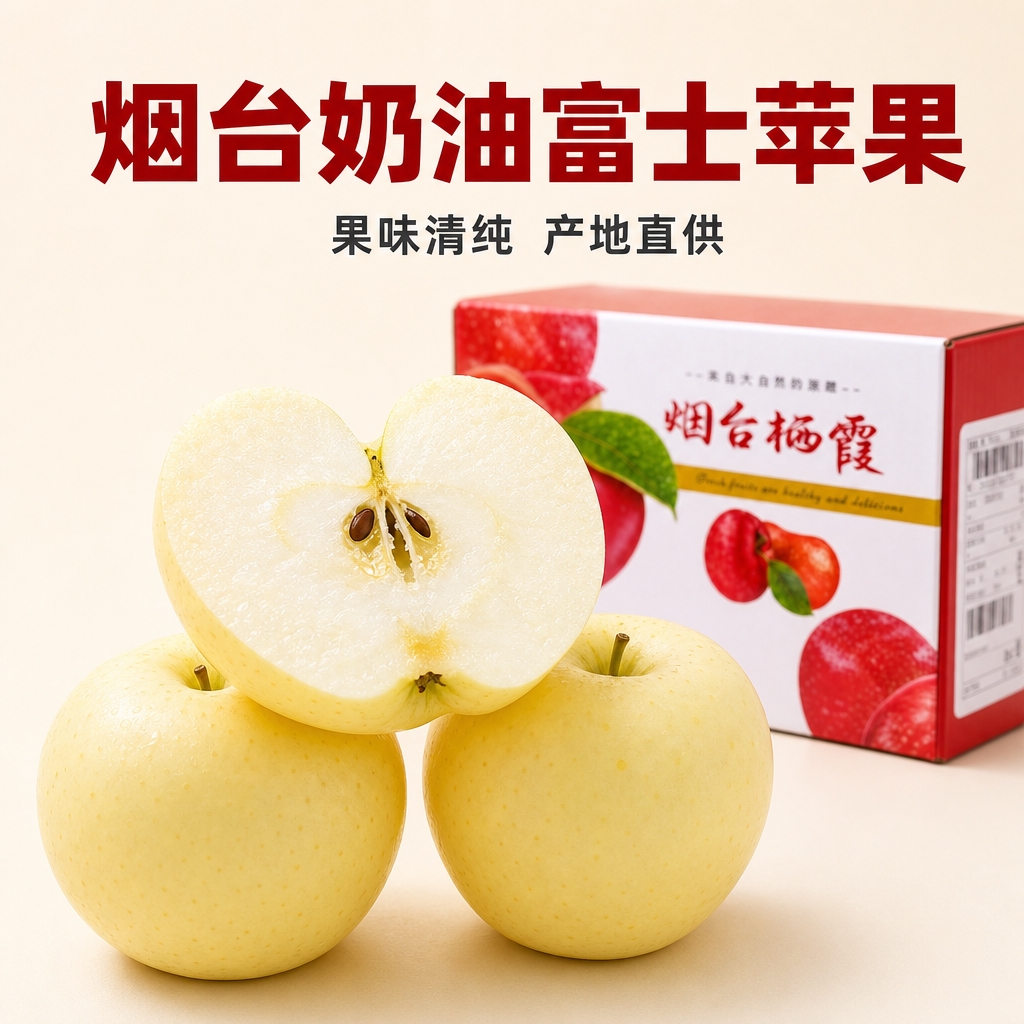 [主图-4] 烟台奶油富士苹果，核心卖点：果味清纯 产地直供。… - 图片创意预览