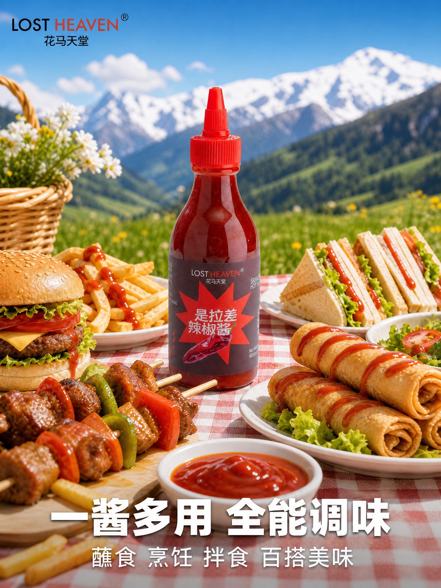 [主图-3] 多场景食用图，展示辣椒酱一酱多用的全能调味属性，… - 图片创意预览