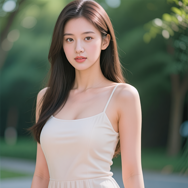 生成一位年轻漂亮的美女，容貌精致身材姣好，气质出众，自然真实的人像写真，画面清晰质感细腻预览效果