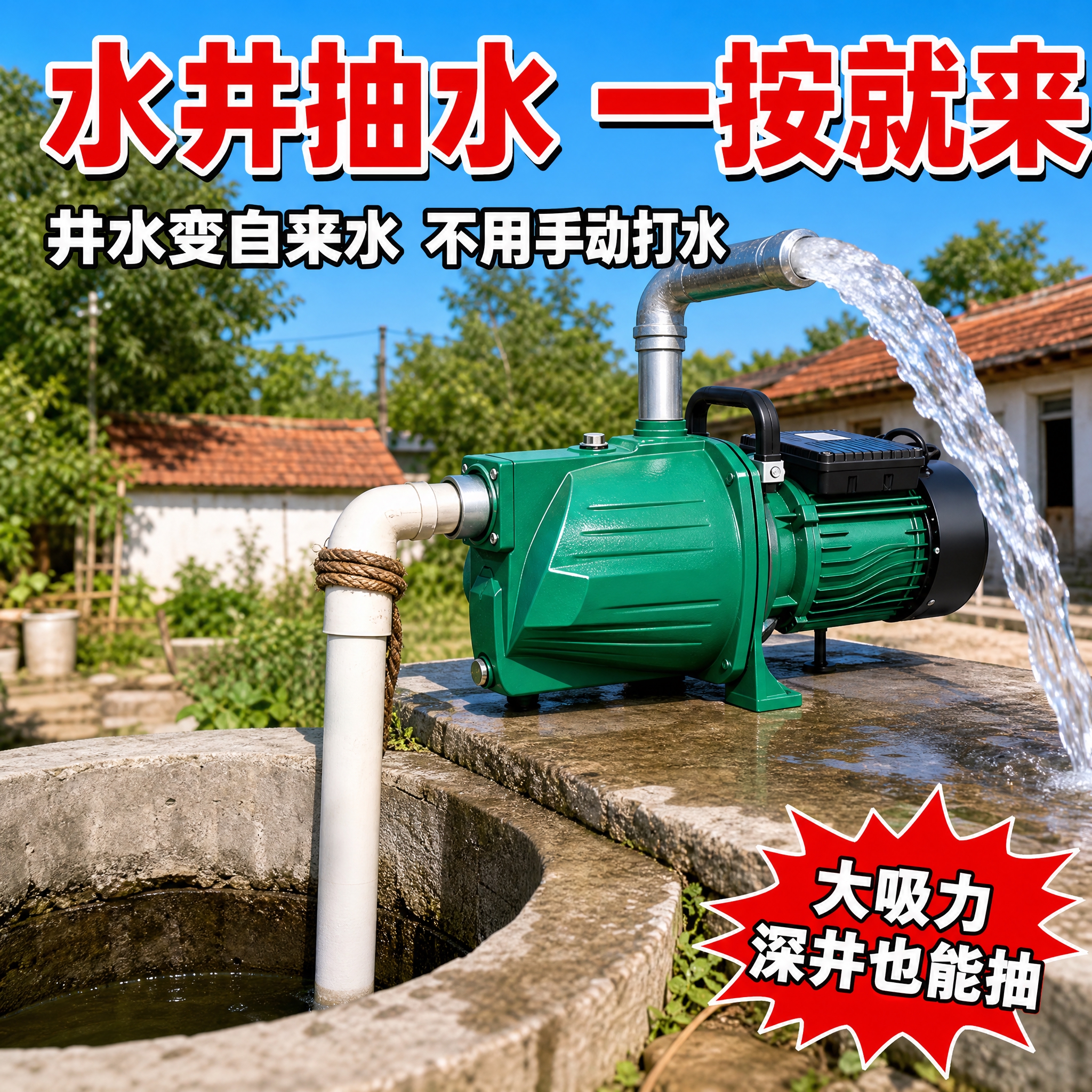[主图-3] 水井抽水场景 农村井水抽取 使用场景主图 [统一… - 图片创意预览