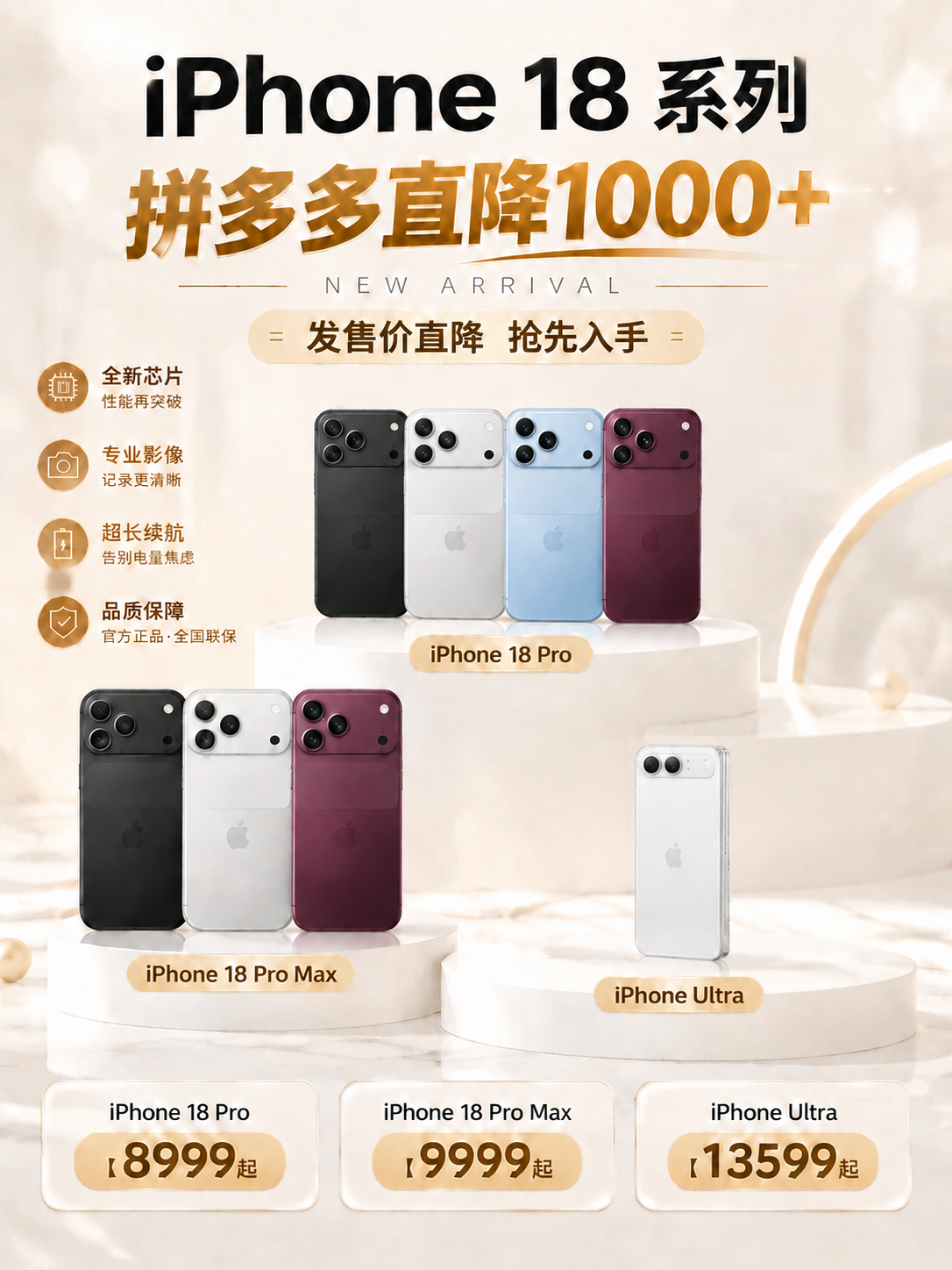 将右下角iPhone Ultra展台上的4台折叠屏手机，只保留… - 图片创意预览