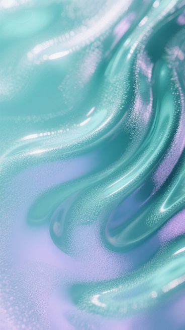 毛玻璃质感背景，呈现出不规则的波浪纹理和细腻的磨砂颗粒感，整体色调以青绿色为主，融入淡紫色和浅蓝色的渐变，色彩分布形成流动的漩涡状图案，光线透过玻璃产生柔和的漫反射效果，局部有明亮的光斑和深色的阴影交错，营造出梦幻而通透的视觉氛围。预览效果