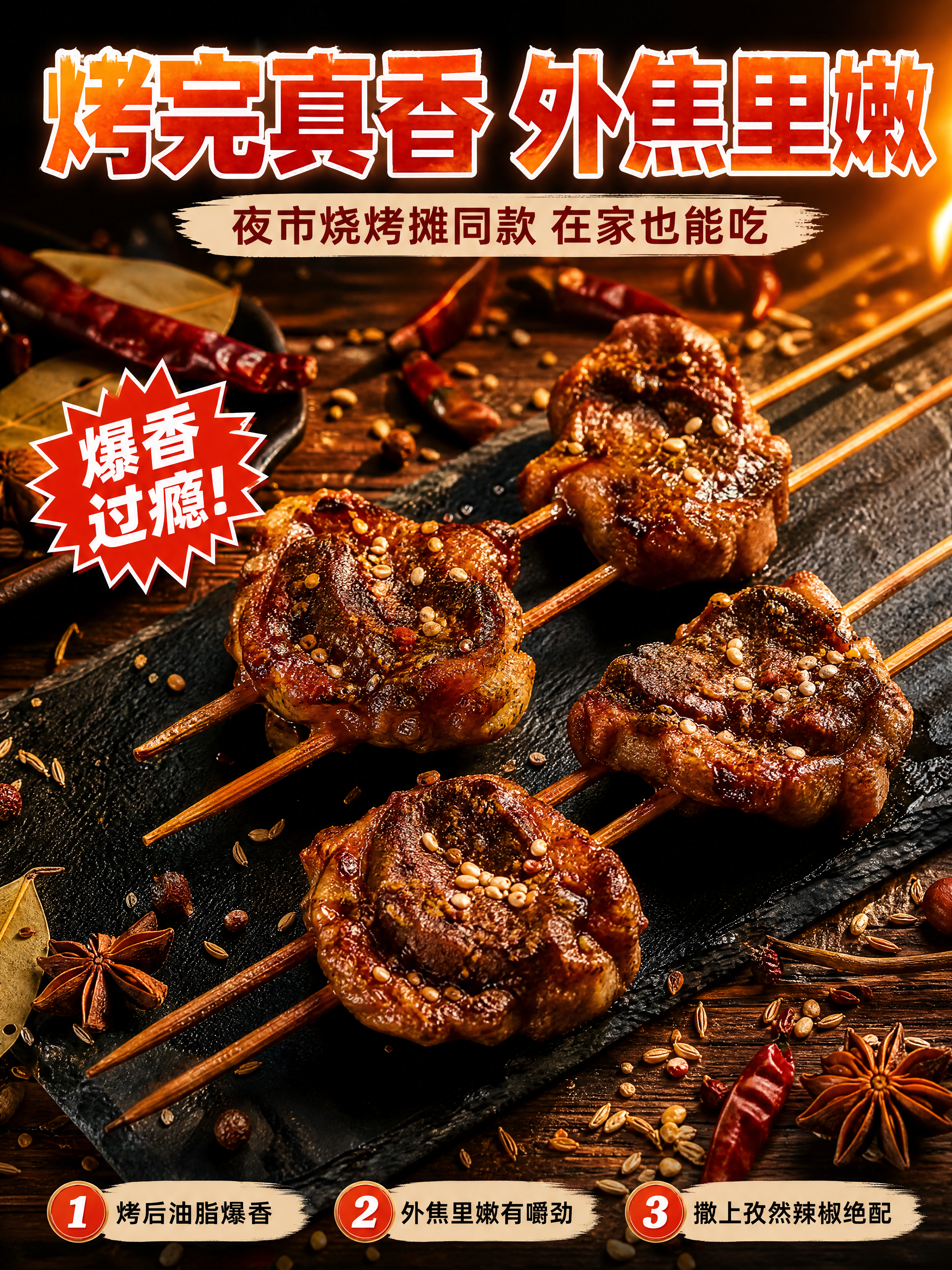 [商品] 使用【图7】烤好的牛油腰串成品图；保留烤后油腰的焦褐… - 图片创意预览