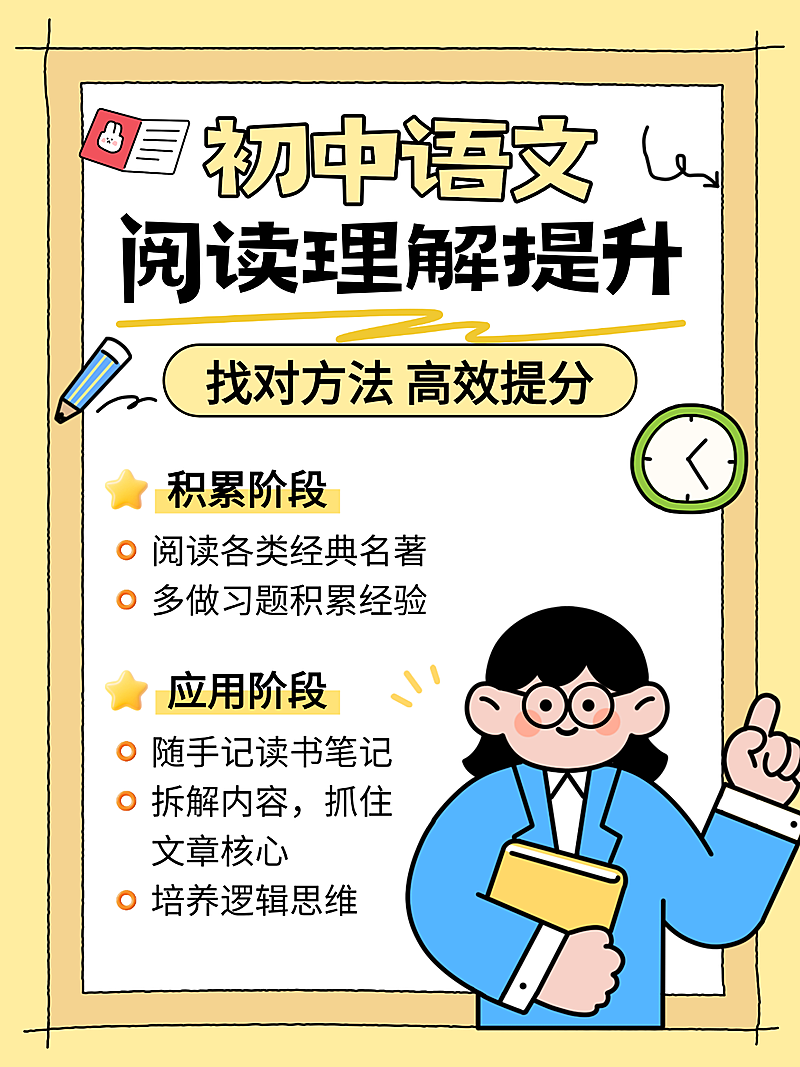 卡通手绘风语文阅读理解攻略分享小红书配图