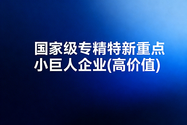 商务科技风格宣传图，主题是"国家级专精特新重点小巨人企业(高价值)"，蓝色渐变背景，简洁大气的企业服务宣传设计，带有清晰的主题文字，现代商务风格