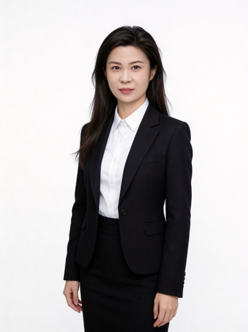 参考图中保留人物脸型、发型、年龄等特征生成职业形象照，标准焦段50mm，f/4光圈，平视视角，镜头与人物视线齐平；人物占画面70%，人物居中，居中构图，位于画面中心，为视觉聚焦点，入境范围头部及以下至预览效果