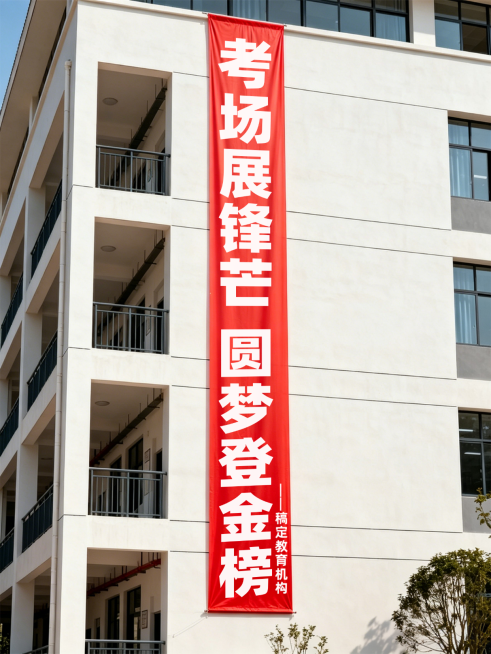 高考中考红色条幅高考祝福教育机构实景图小红书封面预览效果