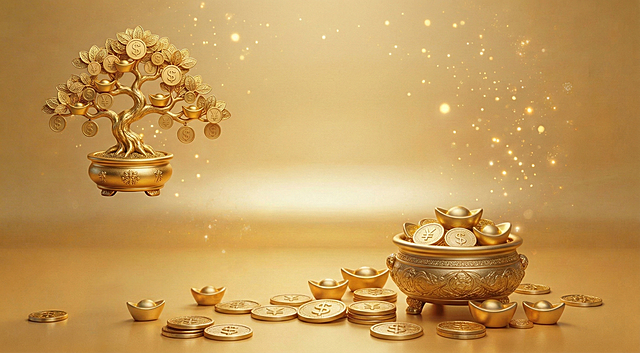 将图中大的发财树改成一个缩小版的发财树，放到左上角