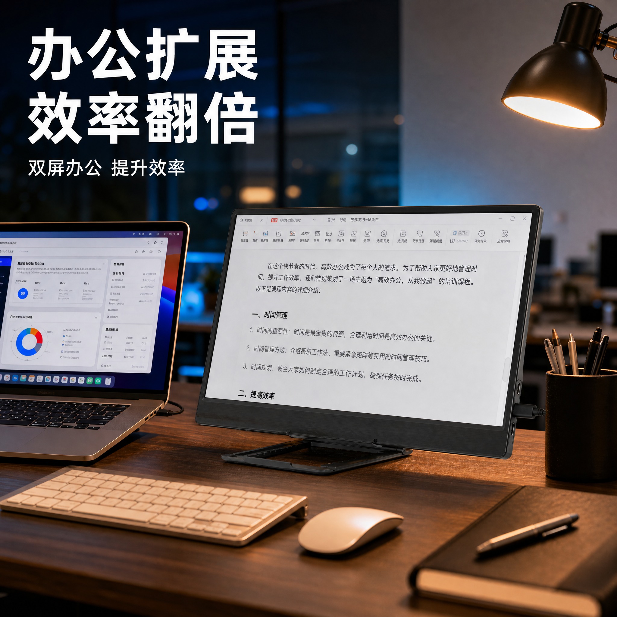 [主图-4] 主题：办公桌面使用场景，展示便携显示器的实际使用… - 图片创意预览