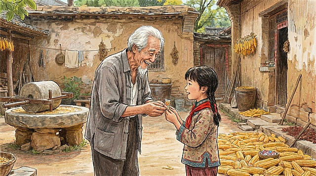 图中的小男孩替换成小女孩，用手绘插画风格