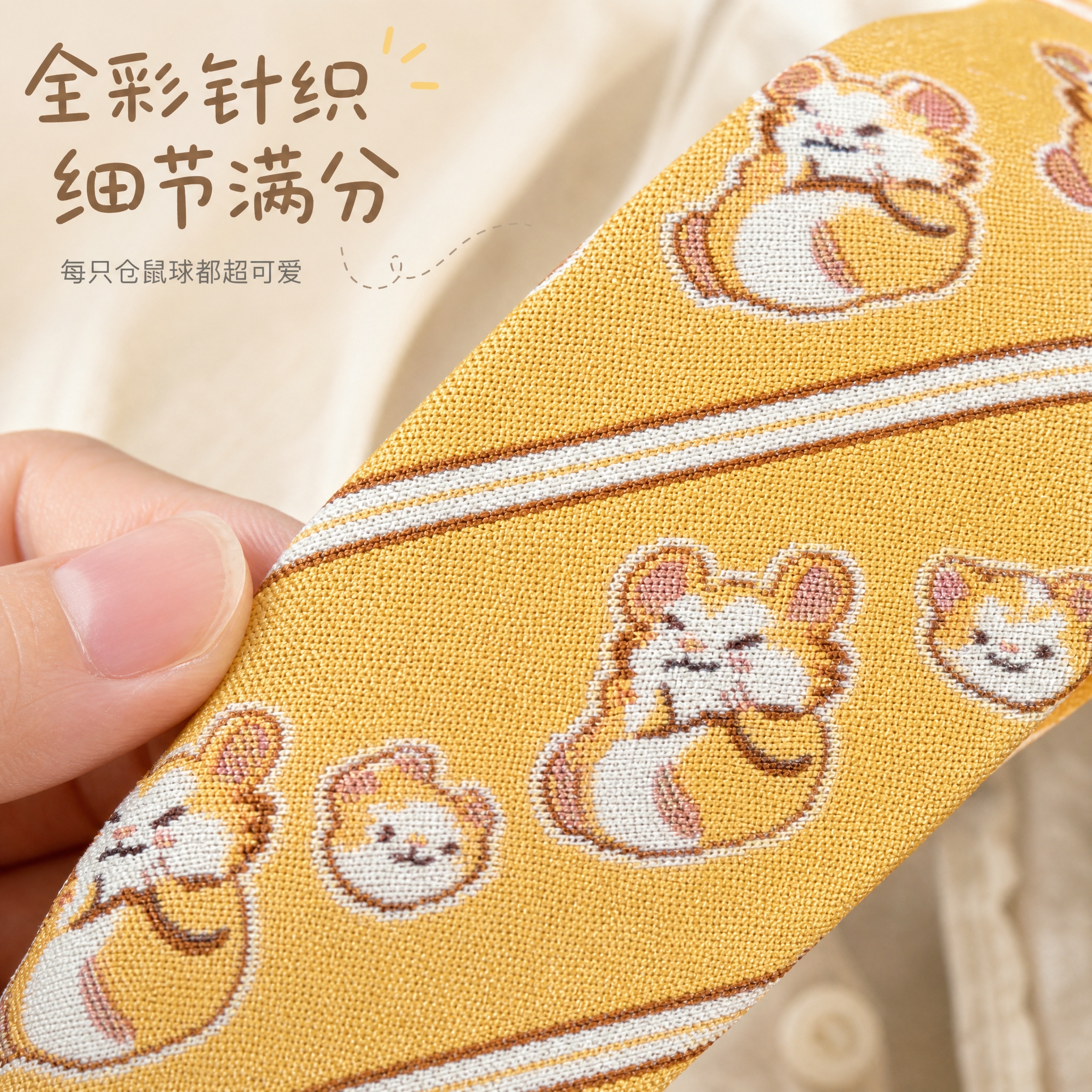 [主图-4] 细节特写展示仓鼠球图案的可爱细节与全彩针织的材质… - 图片创意预览
