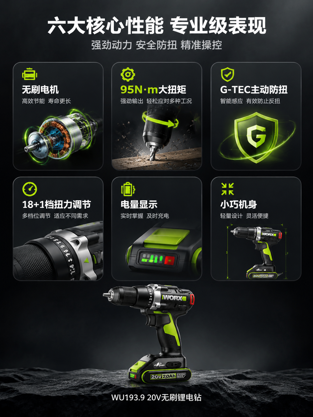 [商品] 使用【图1】威克士WU193.9 20V无刷锂电钻；… - 图片创意预览