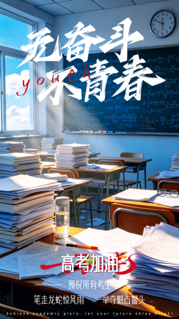 高考加油祝福青春励志通用竖版海报预览效果