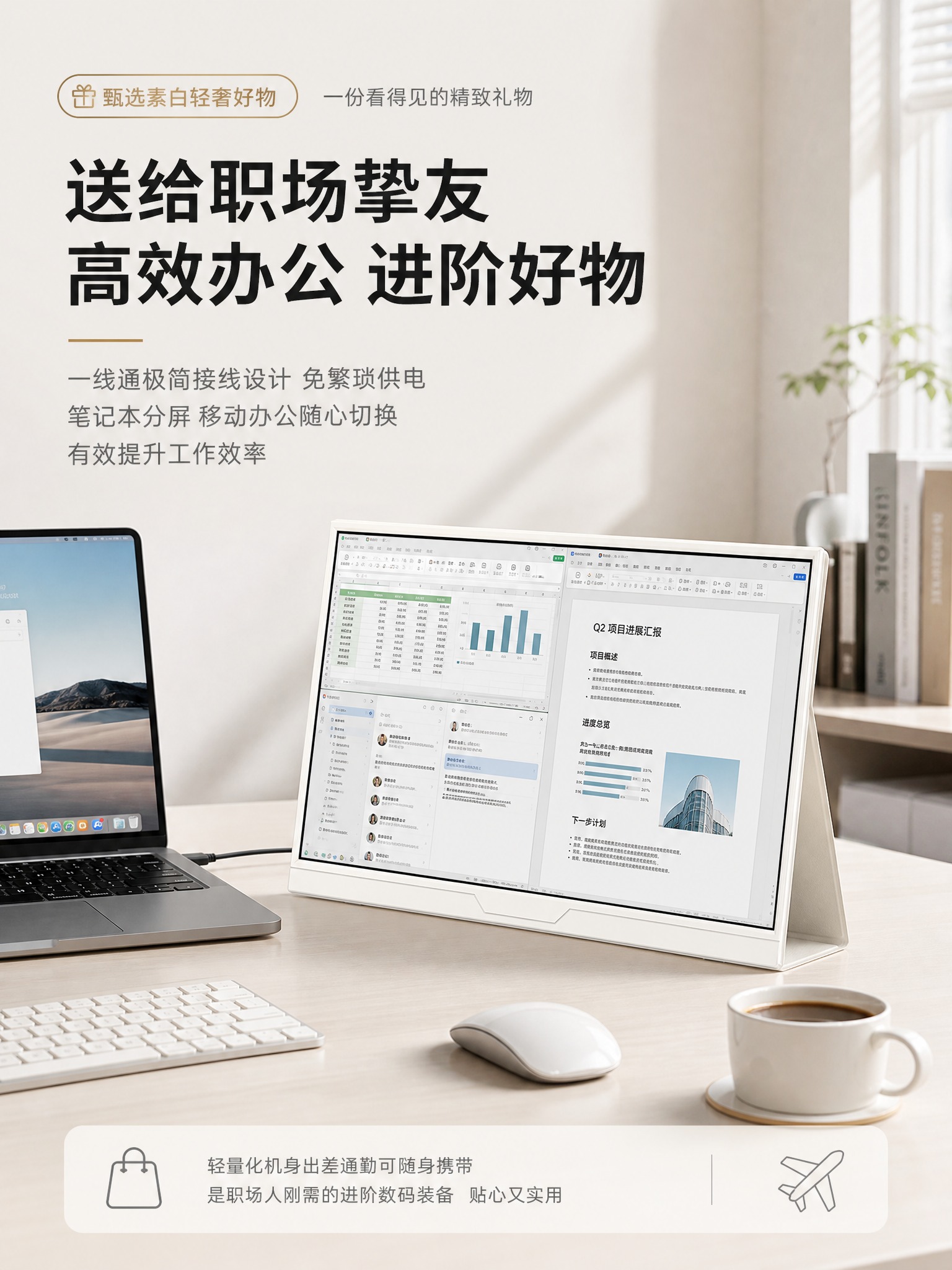 [商品] 使用【图8】正面正视图白色便携显示屏；保留素白机身、… - 图片创意预览
