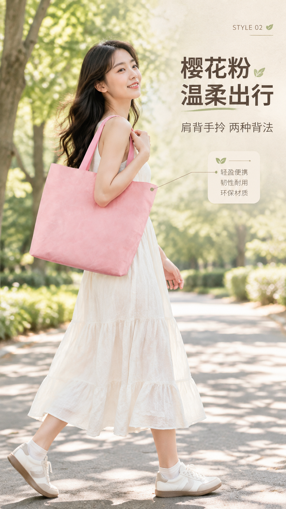 [商品] 使用【图2】樱花粉色杜邦牛皮纸购物袋；保留包型、颜色… - 图片创意预览