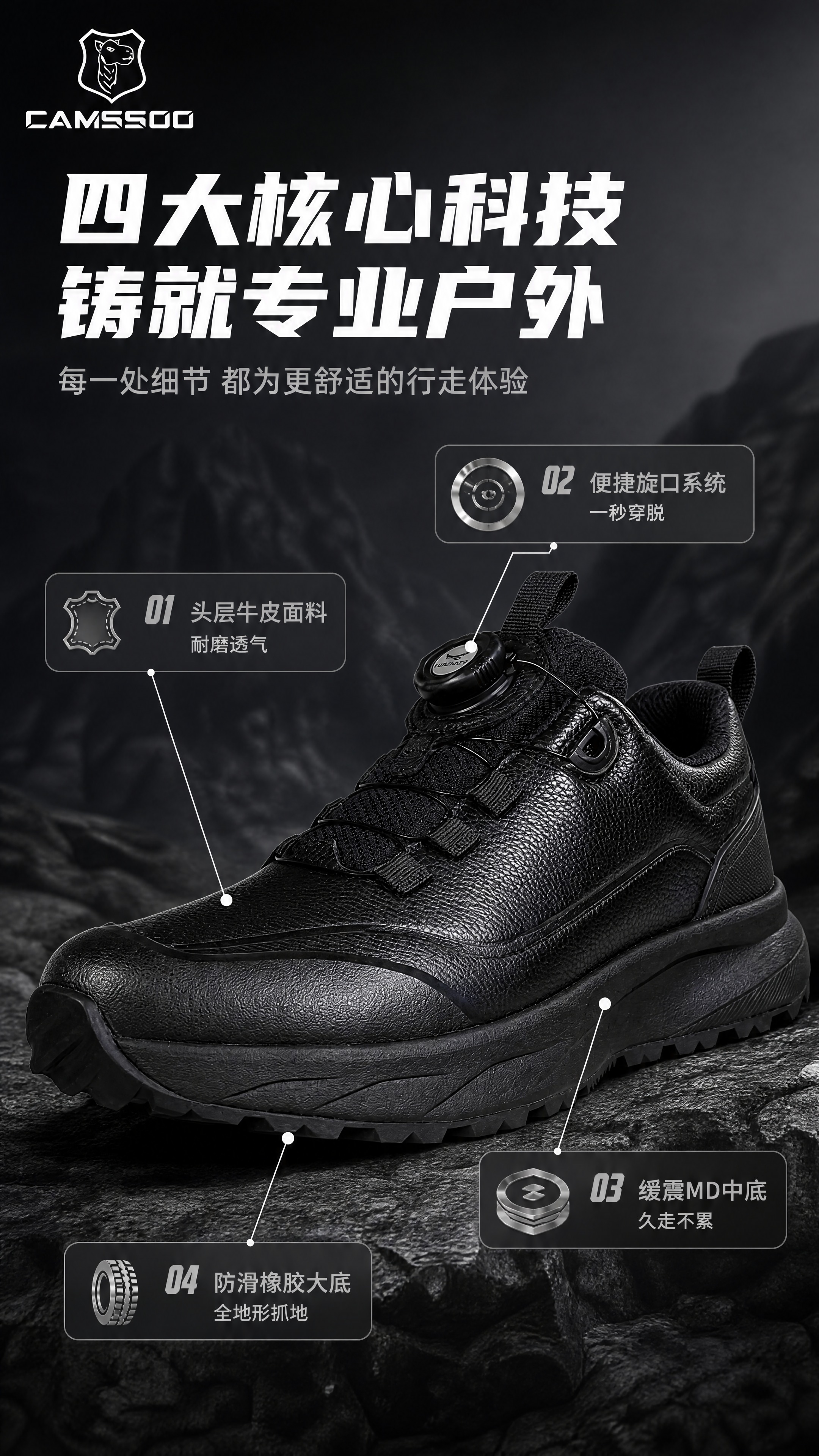 [商品] 使用【图1】CAMSSOO美骆世家黑武士户外鞋斜侧全… - 图片创意预览