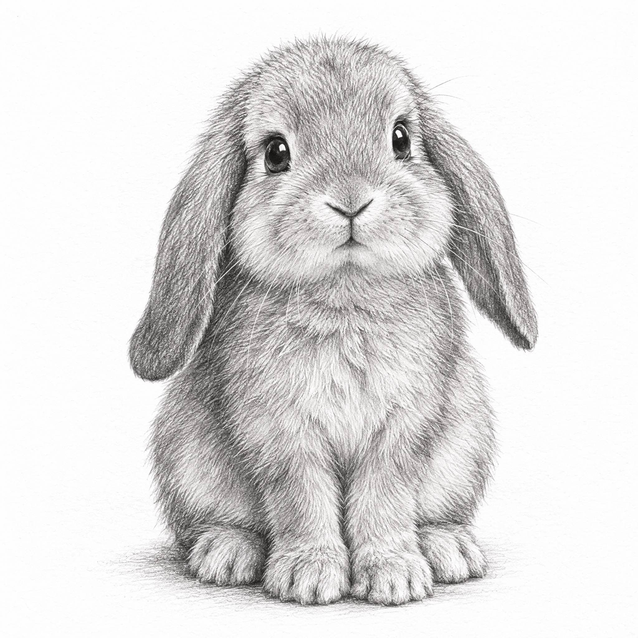 一只可爱的兔子素描画，铅笔手绘风格，细腻的线条勾勒出兔子柔软的… - 图片创意预览