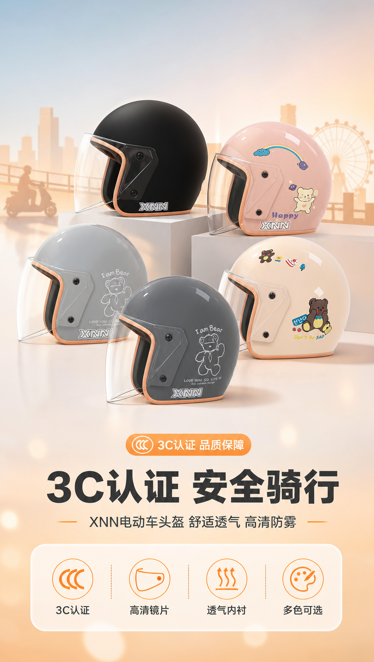 [商品] 使用【图1】哑光黑头盔、【图2】粉色小熊头盔、【图3… - 图片创意预览