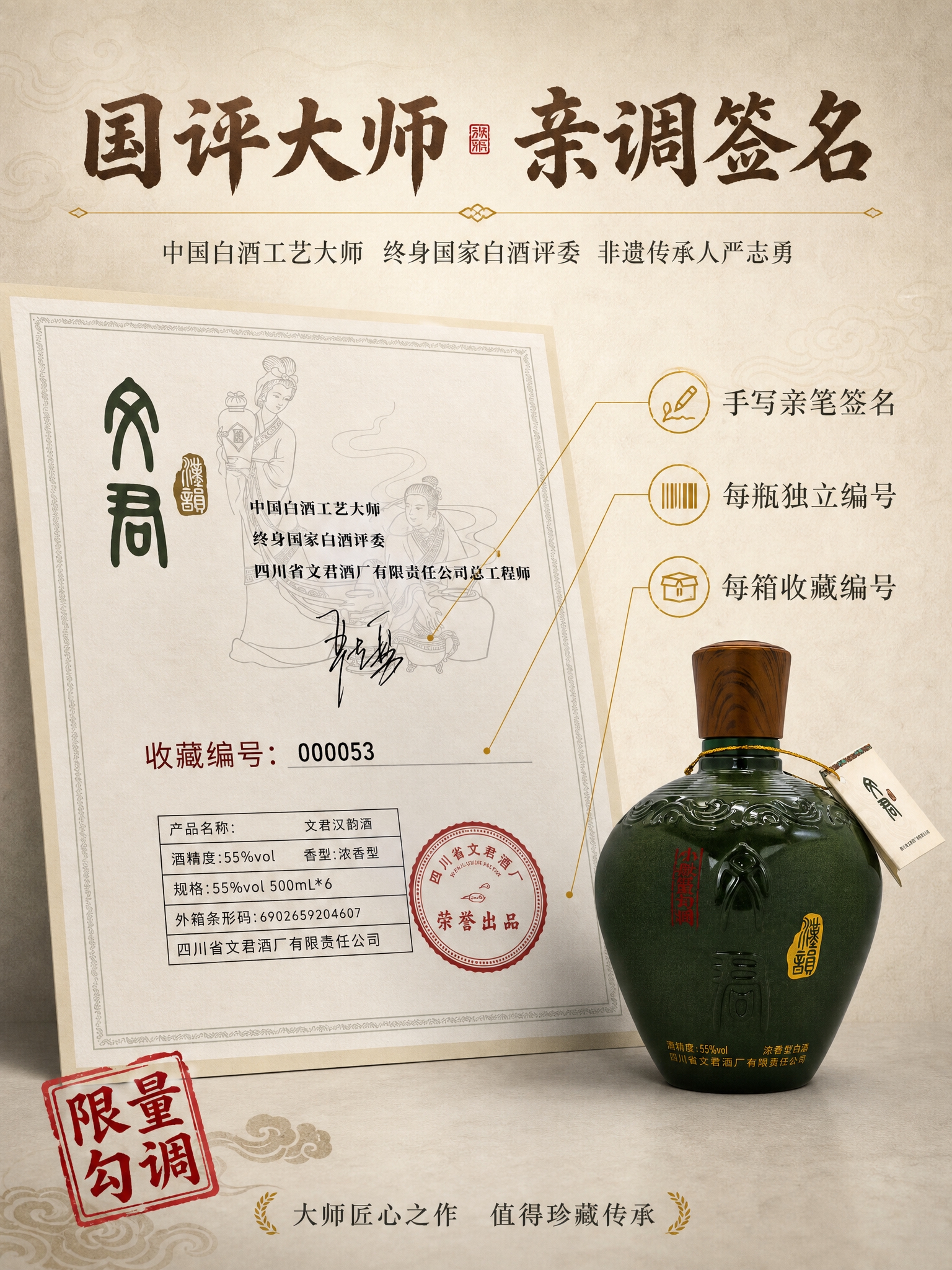 [商品] 使用【图6】收藏证书内页+【图1】酒瓶；保留证书上严… - 图片创意预览