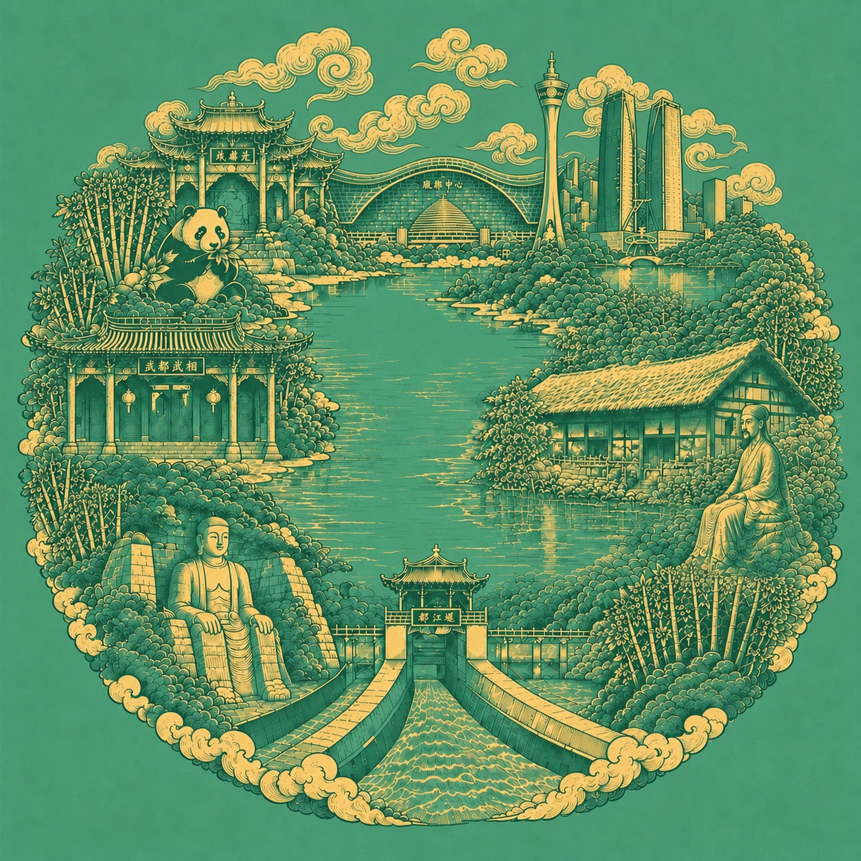 将画面顶部的云纹调整得更松散灵动一些，减少云纹密度，让云纹分布… - 图片创意预览