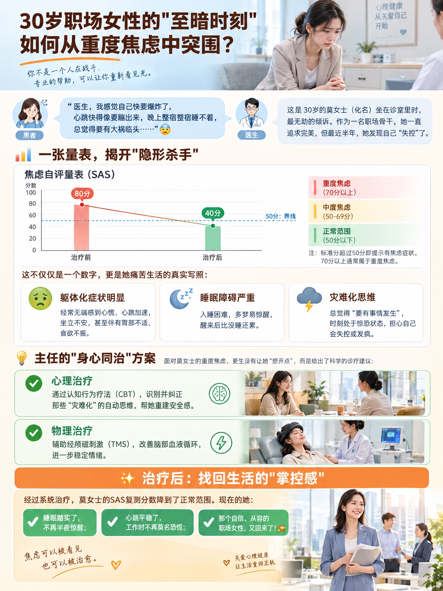 竖版心理健康科普长图文，单张完整内容，医疗健康类温暖专业风格，… - 图片创意预览