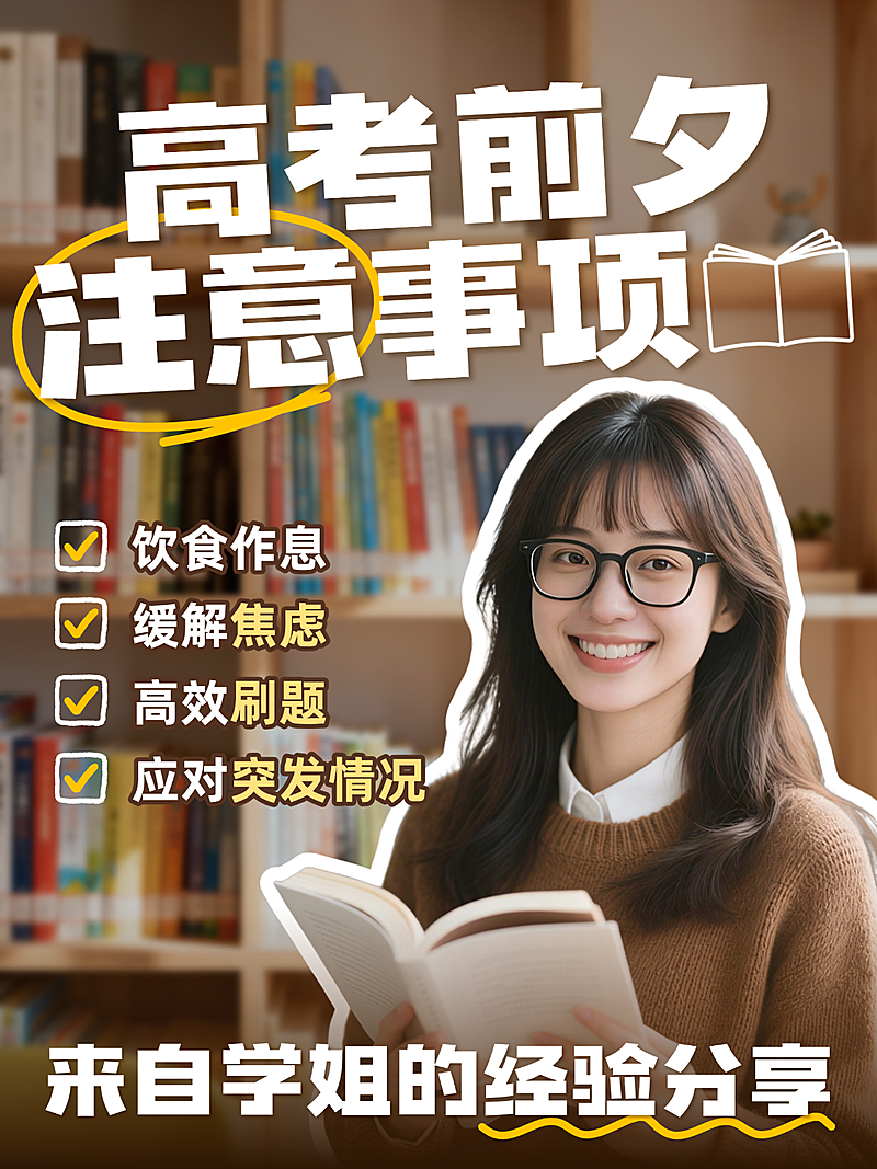 高考注意事项经验分享大字人像小红书封面