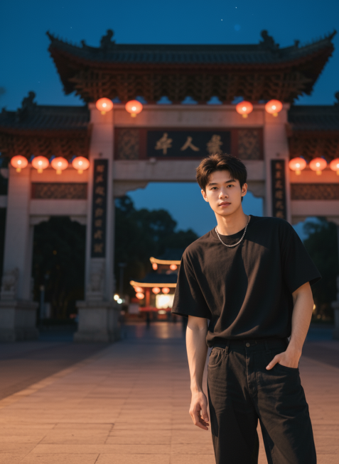 修改一下这张图，环境改成夜晚，自然的光线预览效果