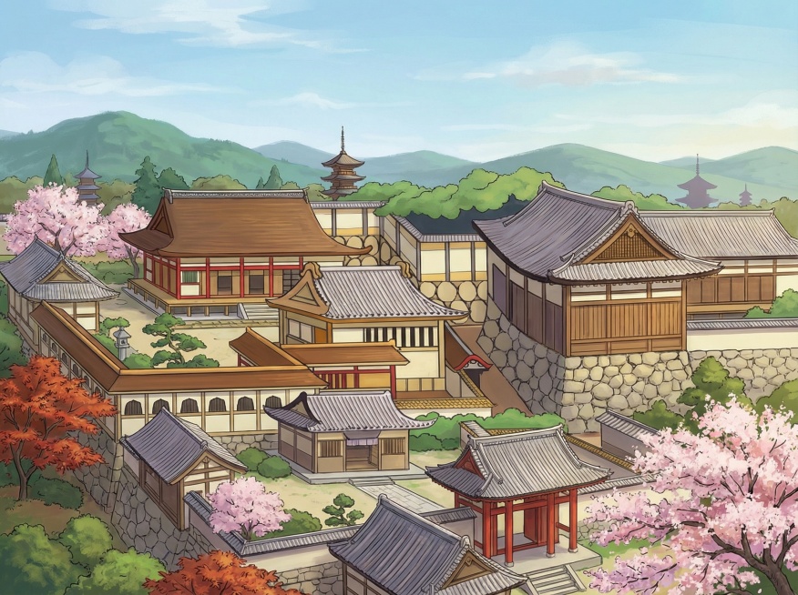 生成这个建筑的完整版，其余的元素不要，要4:3的比例，体现这是日本的京都预览效果