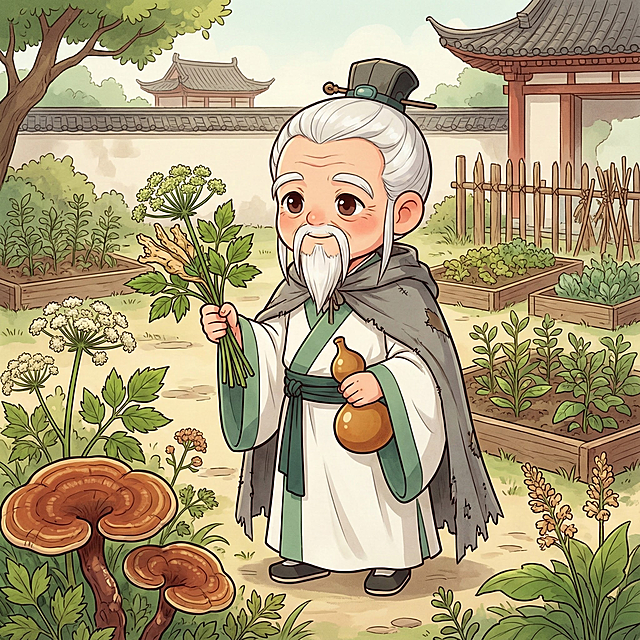 生成这个孙思邈手绘人物的一些物料，以及一些主kv延展，至少十个