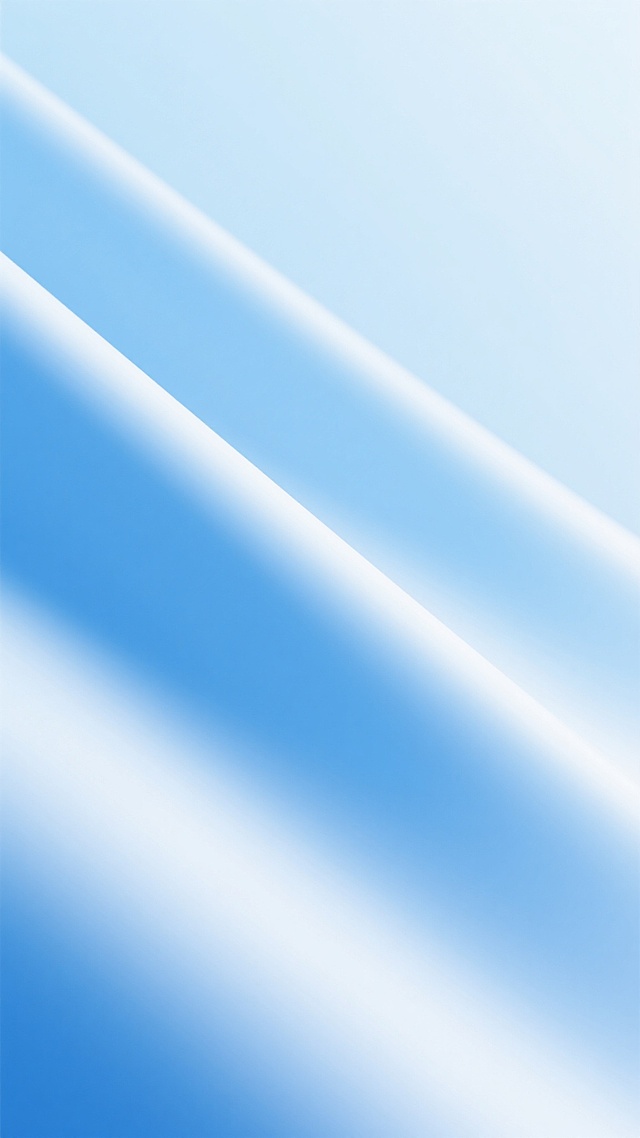 一张纯净的背景图，整体呈现出柔和的浅蓝色调，由不同深浅的蓝色和白色渐变融合而成，形成平滑自然的色彩过渡效果。画面中存在几条倾斜的、模糊的白色光带，它们与蓝色背景相互交织，营造出一种轻盈、通透且具有流动感的视觉效果，整体风格简约现代，色彩和谐统一，给人一种宁静、清新、平和的氛围。