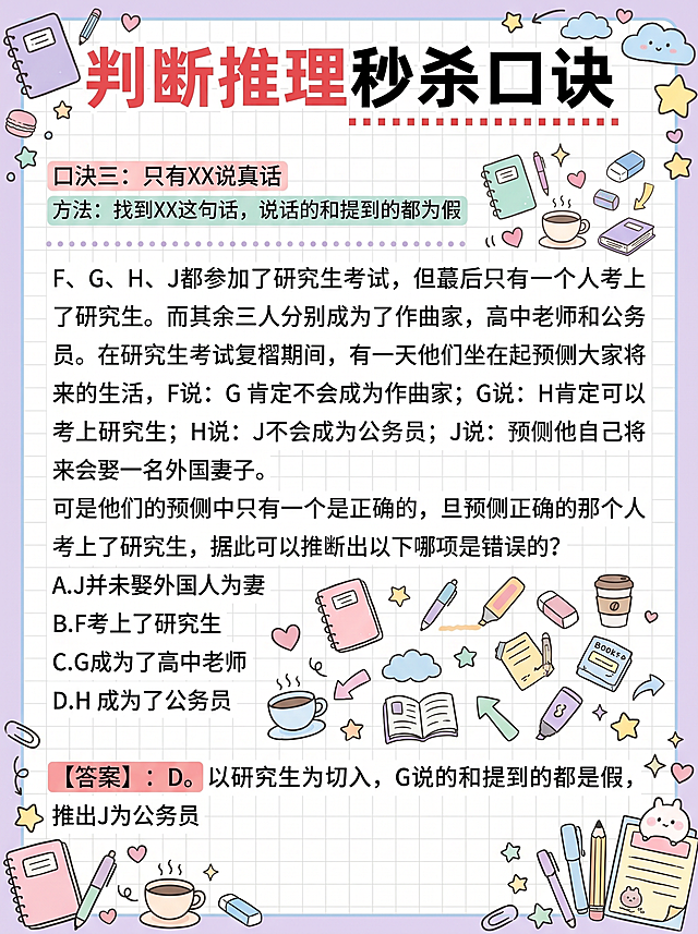 参考https://gdesign-dam-hz.dancf.com/37131137178523826/723017d744994bca821afc2c0948d1be.png的马卡龙手账涂鸦风格，为这张考公备考笔记图增加涂鸦装饰元素，涂鸦密集但保持画面整体不杂乱，保留所有文字内容不变，添加浅背景边框和角落装饰，重点关键词保留高亮，周围添加文具、咖啡、星星、书本类小涂鸦装饰，整体风格和参考图保持一致，不遮挡原文文字内容