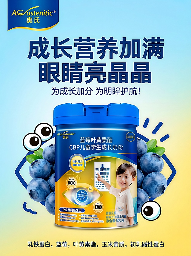 把奥氏成长奶粉明眸助力去掉换成成长营养加满    眼睛量晶晶