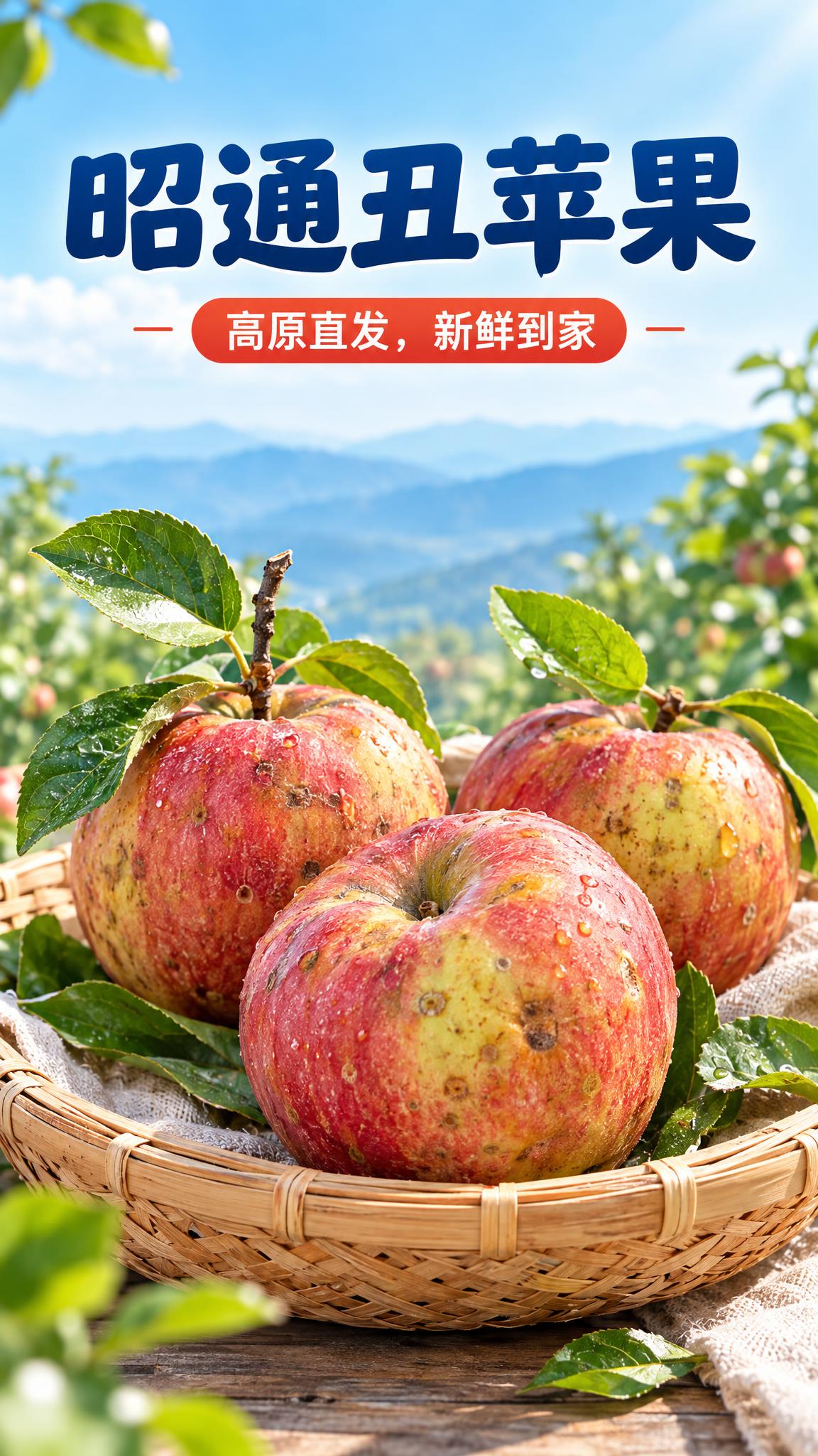 [商品] 使用商品图中的昭通丑苹果（红中带黄的果皮、自然果斑与… - 图片创意预览