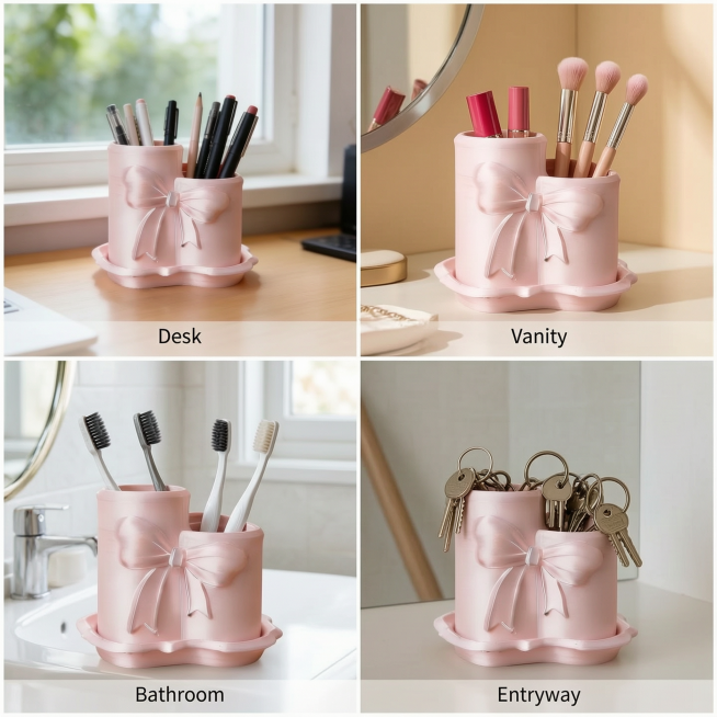 [Main image-4] Multi-scenario adaptation display of pink divided storage bucket.
[Atmosphere style]预览效果