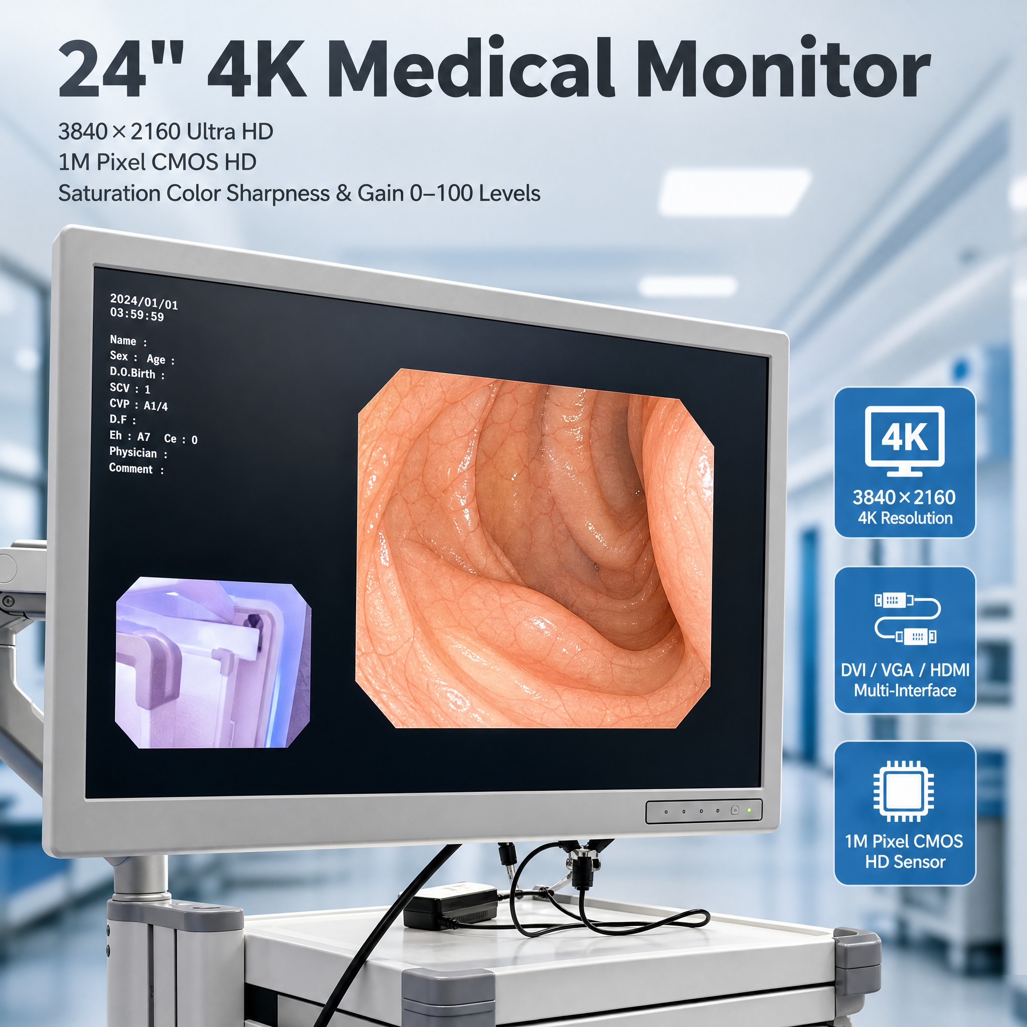 [主图-4] 4K高清显示与图像处理，特写24英寸医用显示器的… - 图片创意预览