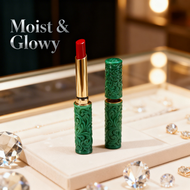 Product appearance is 100% consistent with the original image, the vintage carved green open lipstic预览效果