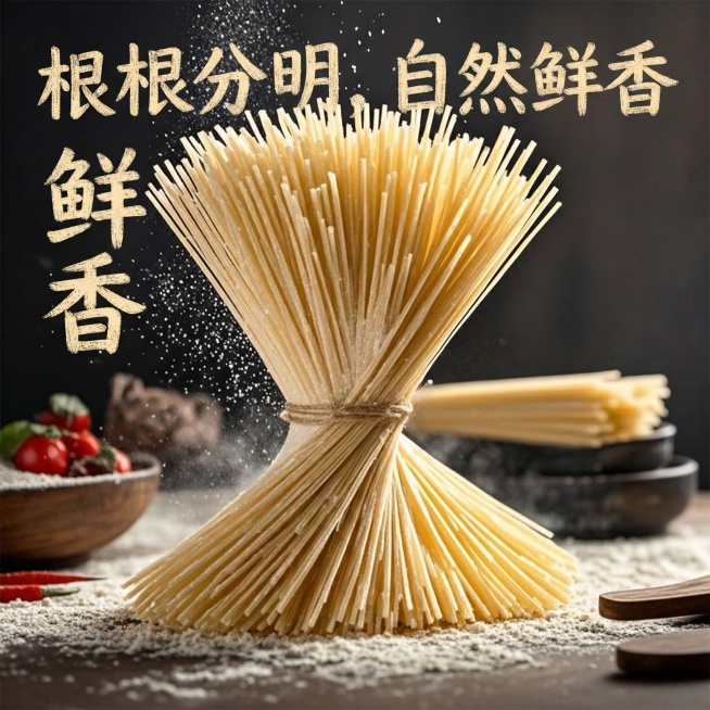 图1加手工擀制，细如发丝  图2加根根分明，自然鲜香预览效果