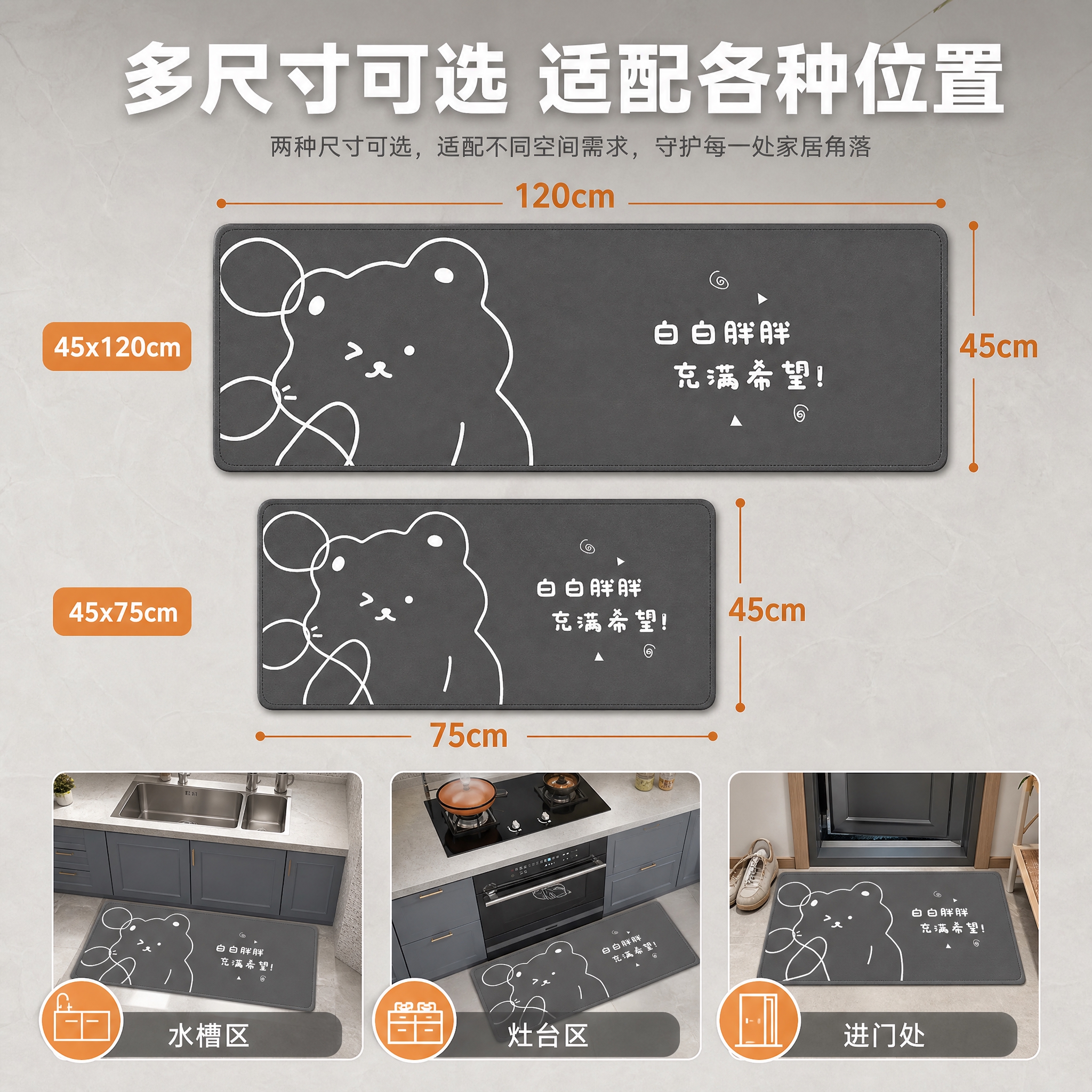 [主图-4] 尺寸信息与适配场景，展示地垫的尺寸规格和适用位置… - 图片创意预览