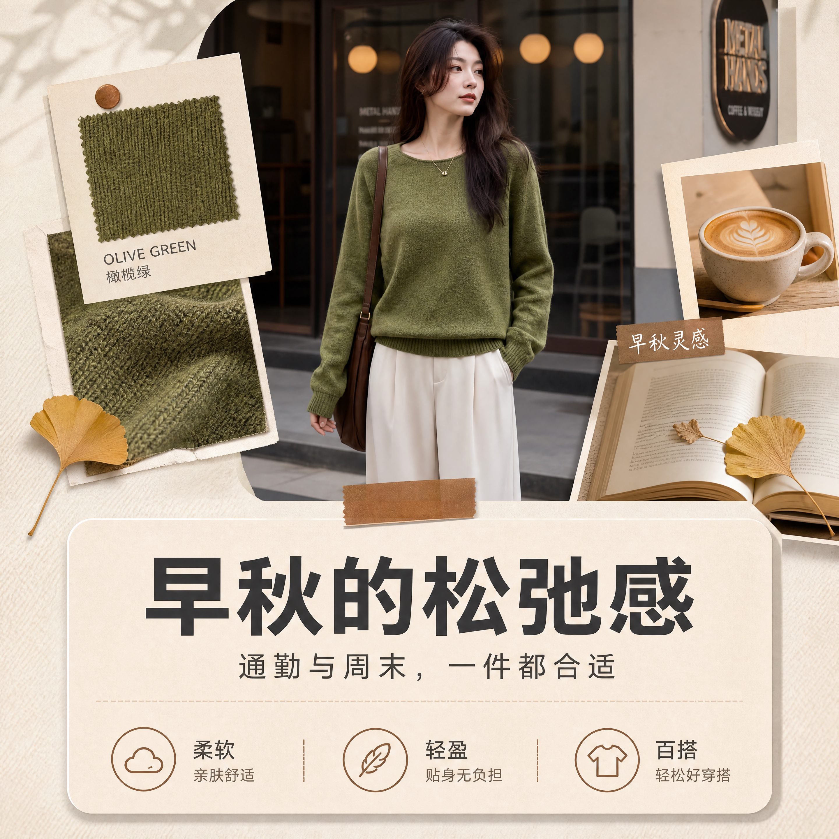[商品] 使用【图1】橄榄绿圆领羊毛羊绒针织上衣；商品处理：保… - 图片创意预览
